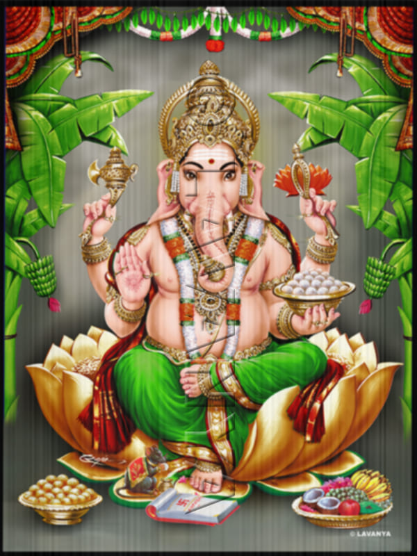 GREEN VASTRA GANESH THORANAM BG