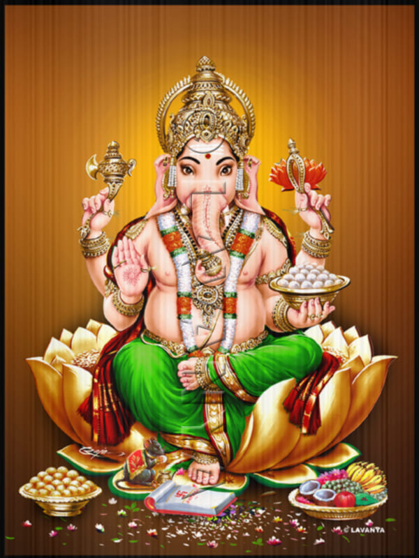 GREEN VASTRA GANESH ANTIQUE BG