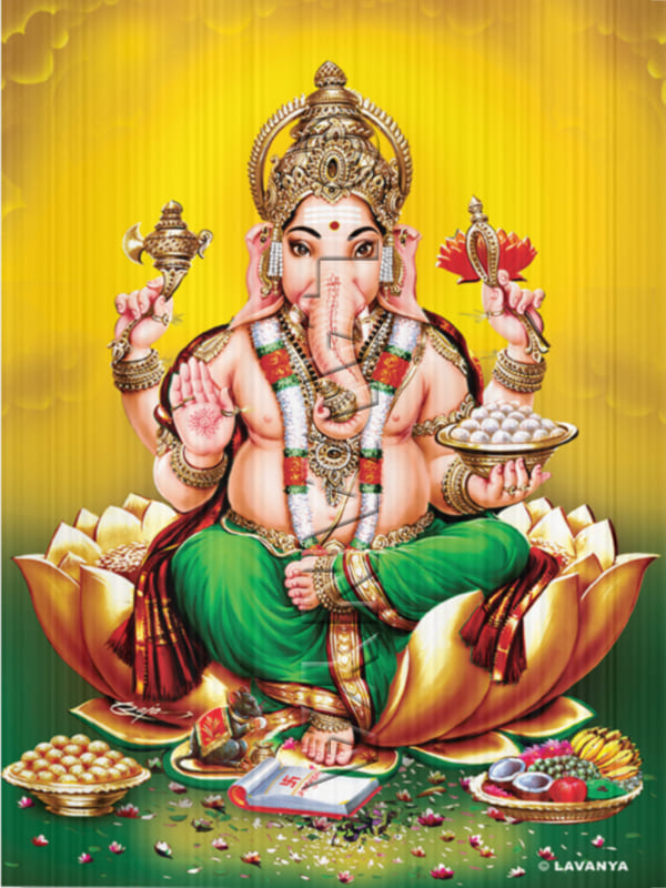 GREEN VASTRA GANESH YELLOW & GREEN BG